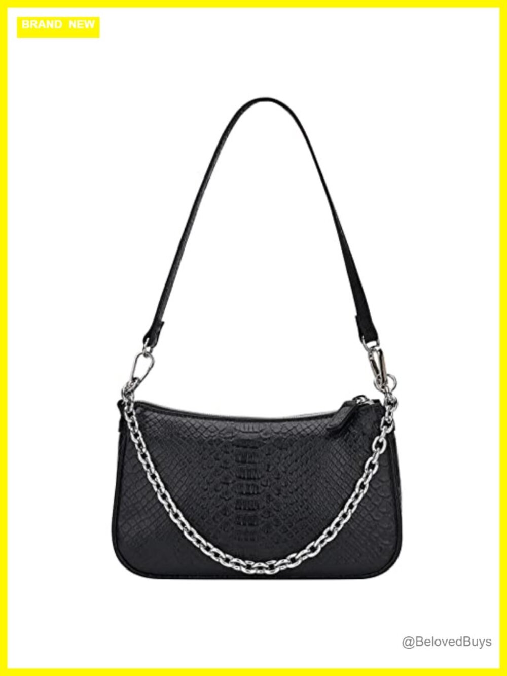 Vegan Leather Snakeskin Shoulder Bag Clutch Purse